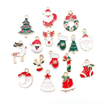 1 Piece 10*19mm 11*20mm 17 * 22mm Alloy Rhinestones Christmas Tree Santa Claus Elk Pendant