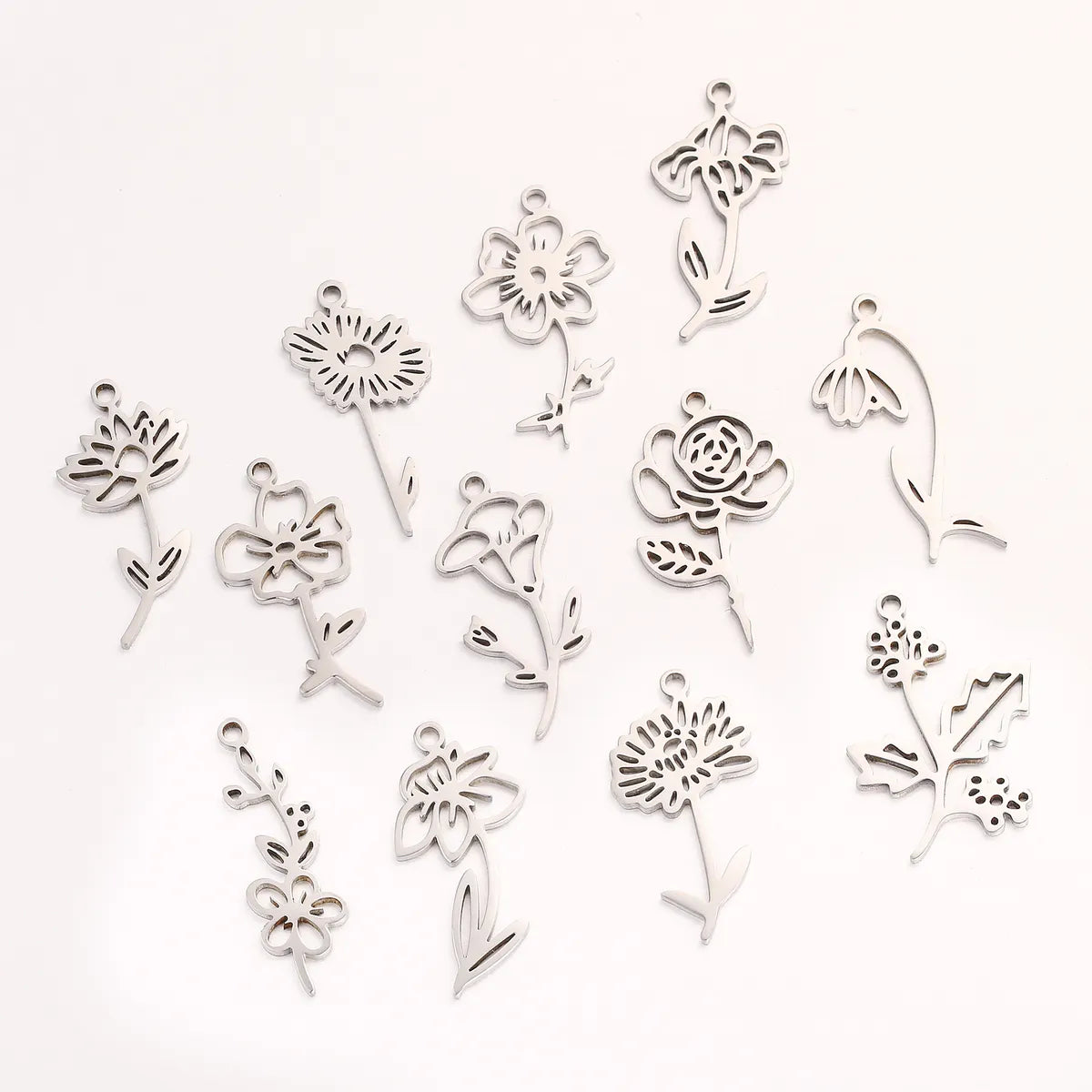 1 Piece 10 * 20mm 304 Stainless Steel Flower Pendant