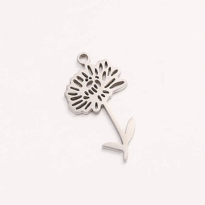 1 Piece 10 * 20mm 304 Stainless Steel Flower Pendant