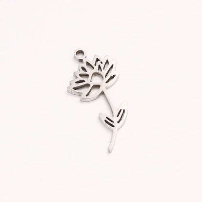 1 Piece 10 * 20mm 304 Stainless Steel Flower Pendant