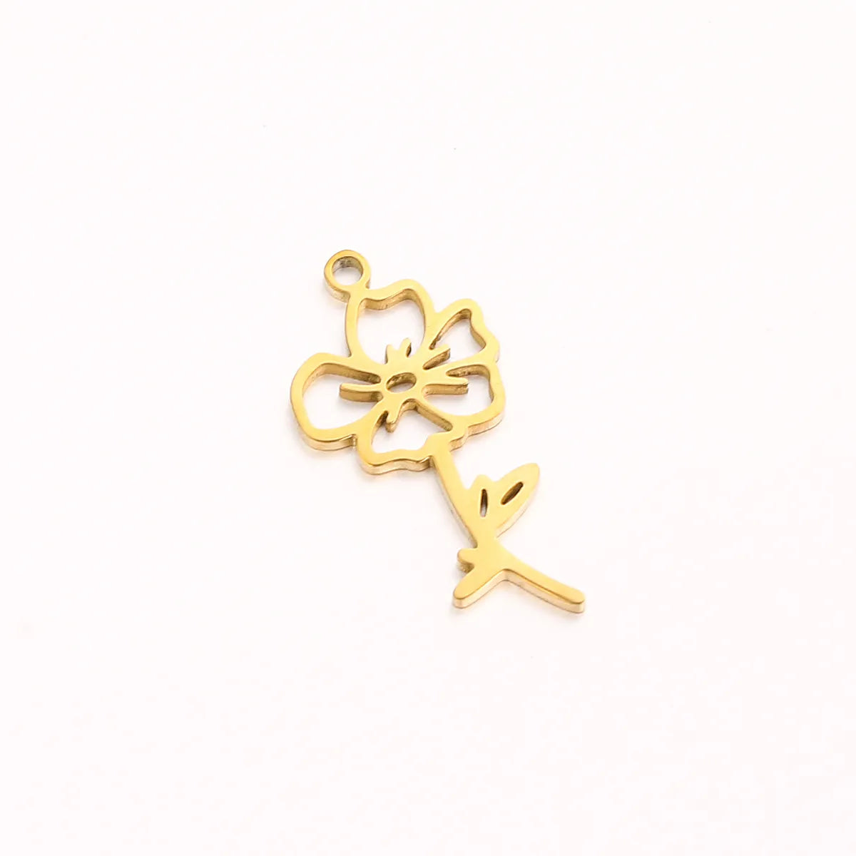 1 Piece 10 * 20mm 304 Stainless Steel Flower Pendant