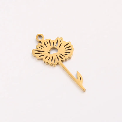 1 Piece 10 * 20mm 304 Stainless Steel Flower Pendant