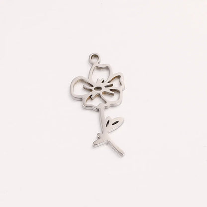 1 Piece 10 * 20mm 304 Stainless Steel Flower Pendant