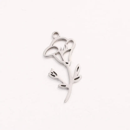 1 Piece 10 * 20mm 304 Stainless Steel Flower Pendant