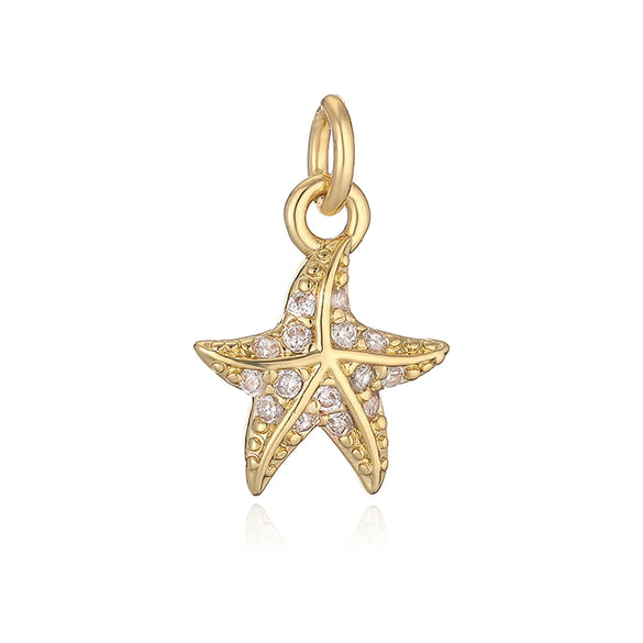 1 Piece 10*9.1mm 16.5*8.3mm 17*4.6mm Copper Artificial Pearls Zircon 18K Gold Plated Pentagram Heart Shape Pendant