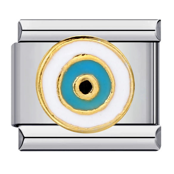 1 Piece 10*9mm 304 Stainless Steel Devil'S Eye Italian Charms