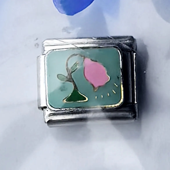 1 Piece 10*9mm 304 Stainless Steel Letter Fruit Flower Italian Charms