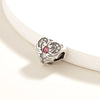 1 Piece 10.4*10.7*9.2mm Hole 4~4.9mm Sterling Silver Zircon Rhodium Plated Heart Shape Wings Polished Pendant Beads