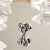 1 Piece 10.4*10.7*9.2mm Hole 4~4.9mm Sterling Silver Zircon Rhodium Plated Heart Shape Wings Polished Pendant Beads