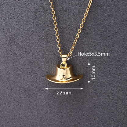 1 Piece 10x22mm 23x14mm 5x3.5mm Copper Zircon Gold Plated Hat Star Boots Polished Pendant