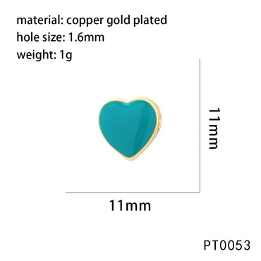 1 Piece 11*11mm Copper 18K Gold Plated Heart Shape Beads