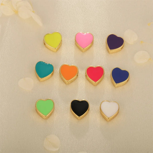 1 Piece 11*11mm Copper 18K Gold Plated Heart Shape Beads