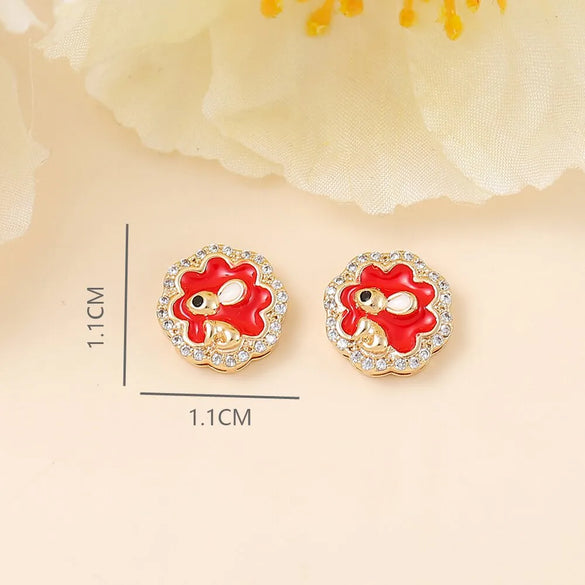 1 Piece 11 * 11mm Copper Zircon 18K Gold Plated Rabbit Animal Polished Pendant