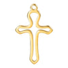1 Piece 11 * 17mm Hole 1~1.9mm 304 Stainless Steel 18K Gold Plated Cross Polished Pendant