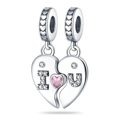 1 Piece 11.8mm 12.1mm 27.5MM Hole 4~4.9mm Sterling Silver Zircon Gesture Heart Shape Polished Pendant Beads