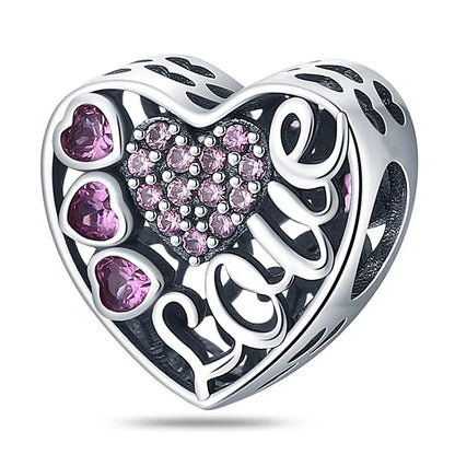 1 Piece 11.8mm 12.1mm 27.5MM Hole 4~4.9mm Sterling Silver Zircon Gesture Heart Shape Polished Pendant Beads