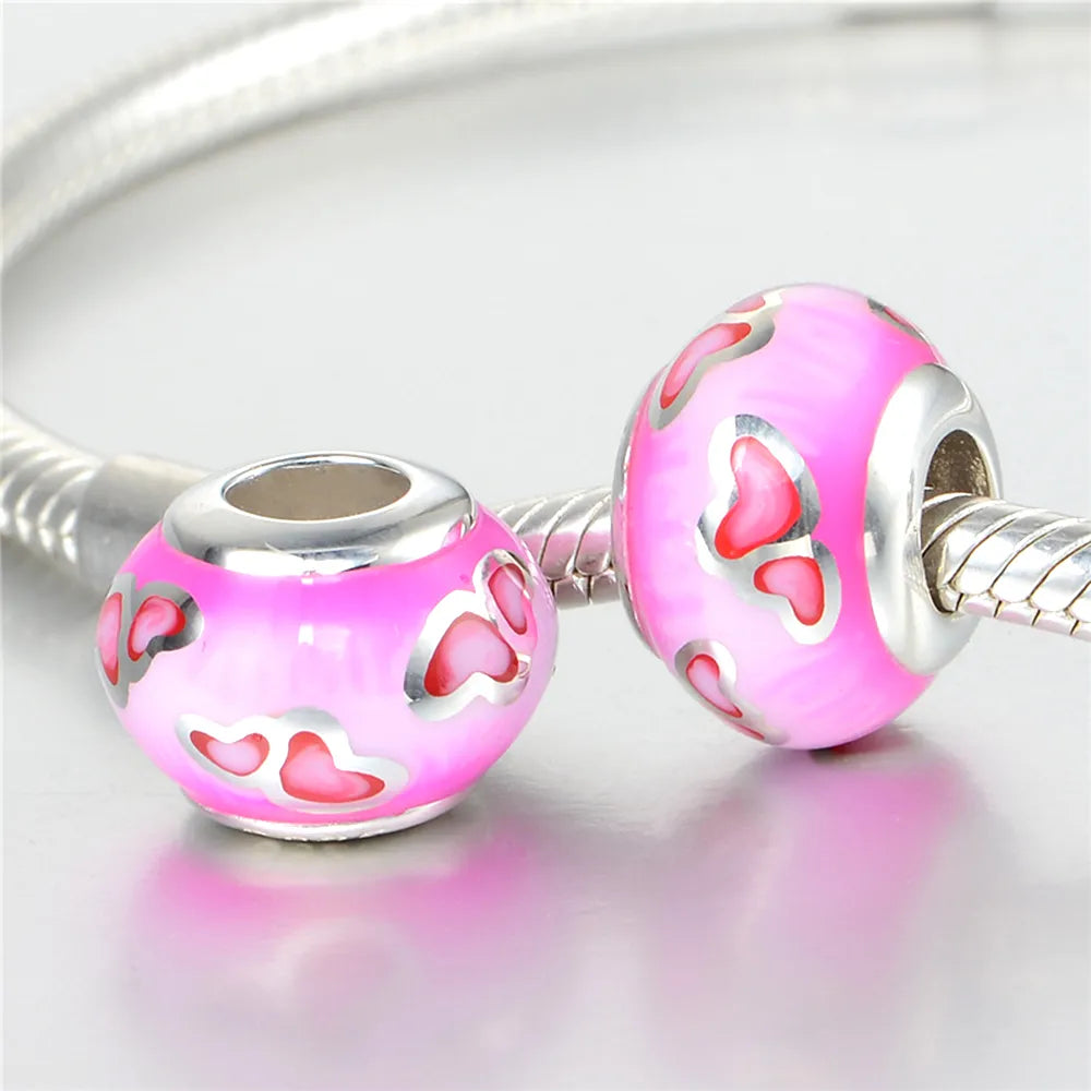 1 Piece 11.4 * 8.3mm Hole 4~4.9mm Sterling Silver Rhodium Plated Heart Shape Polished Beads