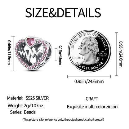 1 Piece 11.8mm 12.1mm 27.5MM Hole 4~4.9mm Sterling Silver Zircon Gesture Heart Shape Polished Pendant Beads