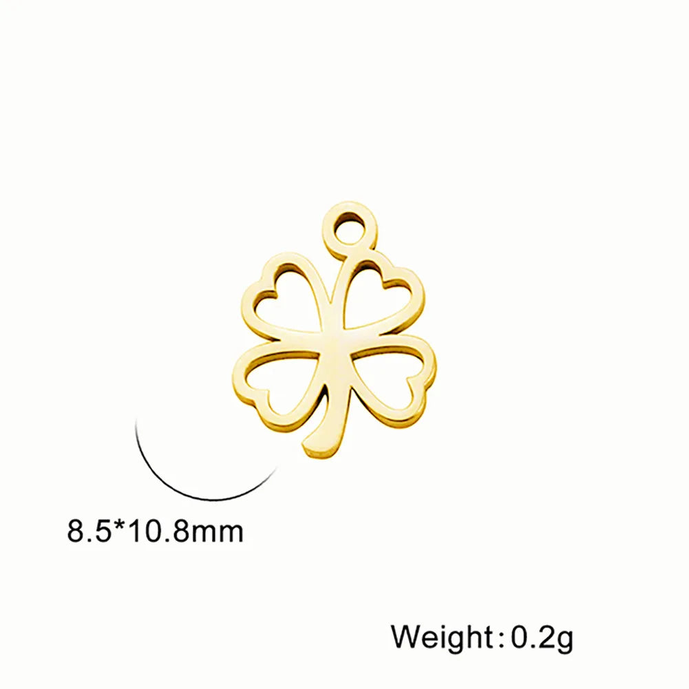 1 Piece 11.4*10mm 8.5*10.8mm 8.7*11.2mm 304 Stainless Steel Geometric Cross Four Leaf Clover Pendant