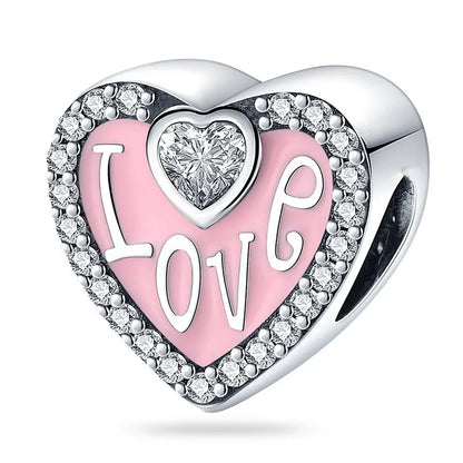 1 Piece 11.8mm 12.1mm 27.5MM Hole 4~4.9mm Sterling Silver Zircon Gesture Heart Shape Polished Pendant Beads