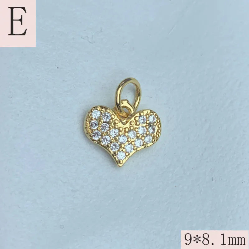 1 Piece 12.1*12.5mm 7.8*12.5mm 9.7*8.1mm Copper Artificial Crystal Zircon 18K Gold Plated Heart Shape Lock Pendant