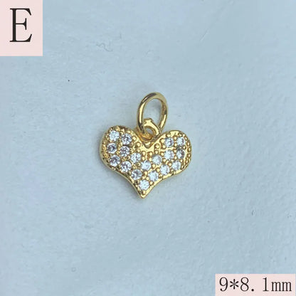 1 Piece 12.1*12.5mm 7.8*12.5mm 9.7*8.1mm Copper Artificial Crystal Zircon 18K Gold Plated Heart Shape Lock Pendant