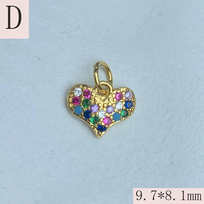 1 Piece 12.1*12.5mm 7.8*12.5mm 9.7*8.1mm Copper Artificial Crystal Zircon 18K Gold Plated Heart Shape Lock Pendant