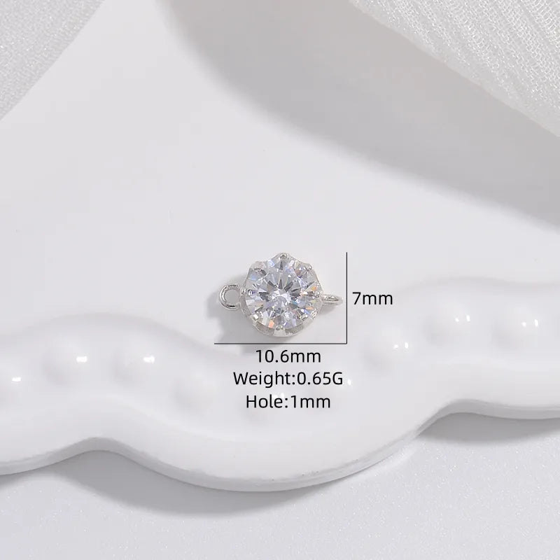 1 Piece 12.3*9.7mm Hole 1~1.9mm Sterling Silver Zircon 22K Gold Plated Rhodium Plated Round Connector Spacer Bars