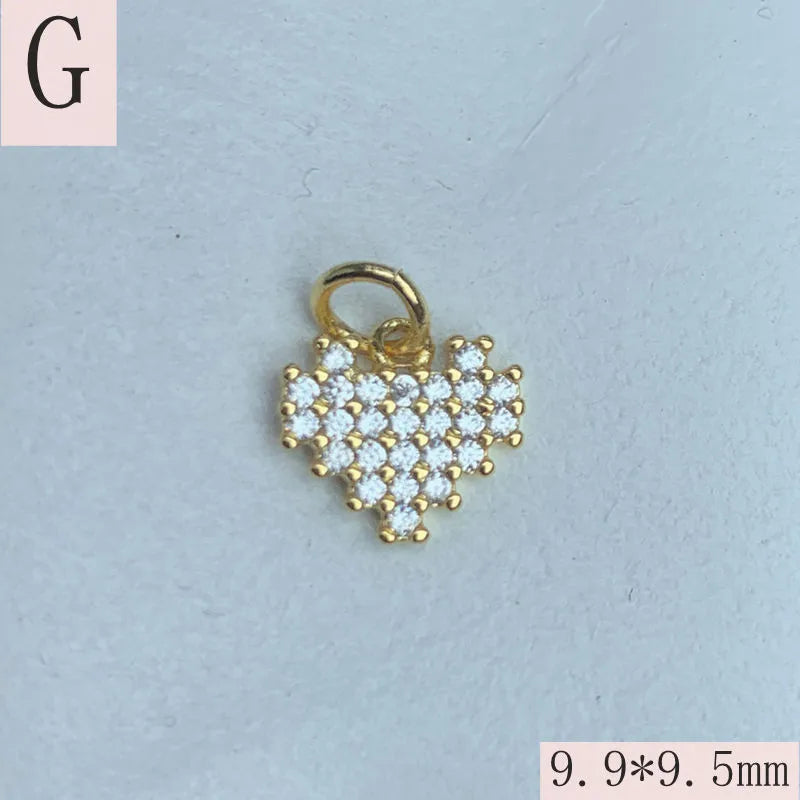 1 Piece 12.1*12.5mm 7.8*12.5mm 9.7*8.1mm Copper Artificial Crystal Zircon 18K Gold Plated Heart Shape Lock Pendant