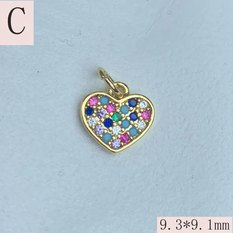 1 Piece 12.1*12.5mm 7.8*12.5mm 9.7*8.1mm Copper Artificial Crystal Zircon 18K Gold Plated Heart Shape Lock Pendant