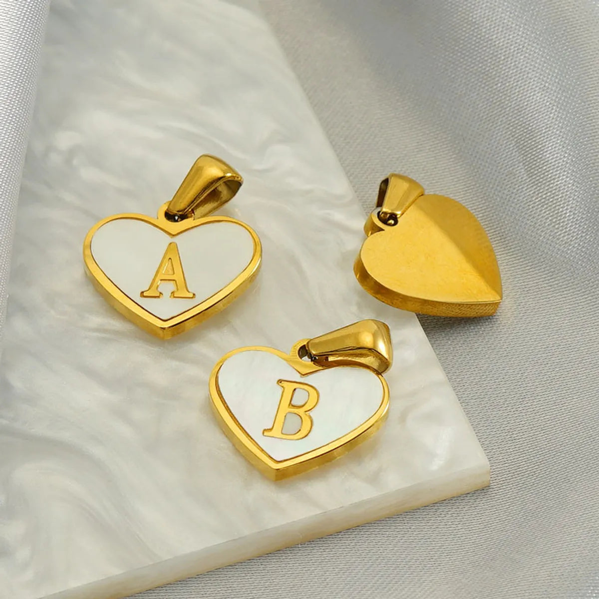 1 Piece 13*16mm Stainless Steel Shell Letter Heart Shape Polished Pendant