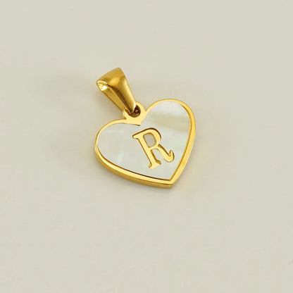 1 Piece 13*16mm Stainless Steel Shell Letter Heart Shape Polished Pendant