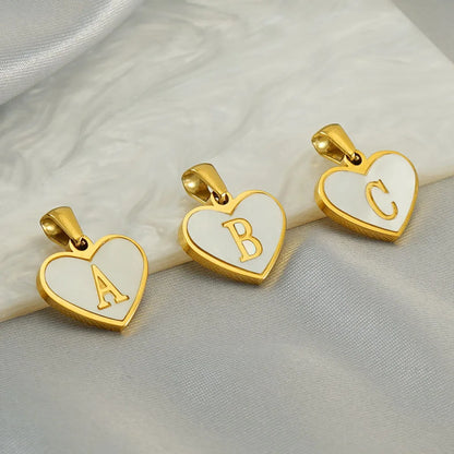 1 Piece 13*16mm Stainless Steel Shell Letter Heart Shape Polished Pendant