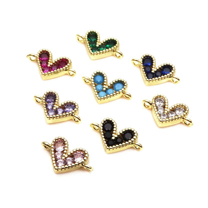 1 Piece 14*8mm Metal Zircon Heart Shape Connectors Chain