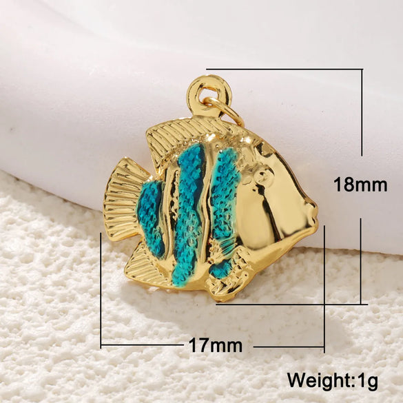 1 Piece 15*16mm 17 * 18mm 18 * 20mm Copper Artificial Pearls Rhinestones Gold Plated Scallop Starfish Fish Tail Pendant