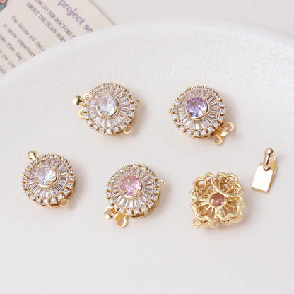 1 Piece 15 * 20mm 16 * 19mm Copper Zircon Round Flower Pendant