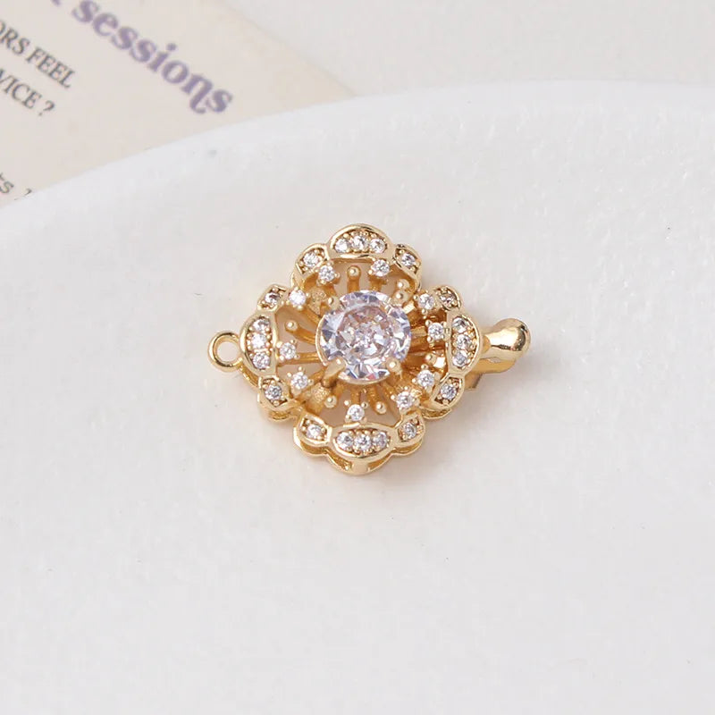 1 Piece 15 * 20mm 16 * 19mm Copper Zircon Round Flower Pendant