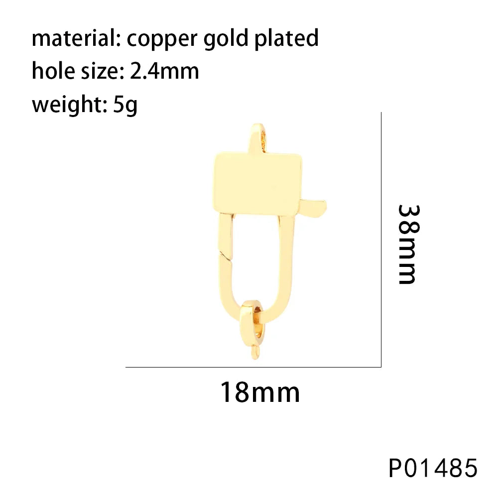 1 Piece 15 * 29mm 21 * 13mm 38*18mm Copper Zircon 18K Gold Plated Square Heart Shape Pendant Jewelry Buckle