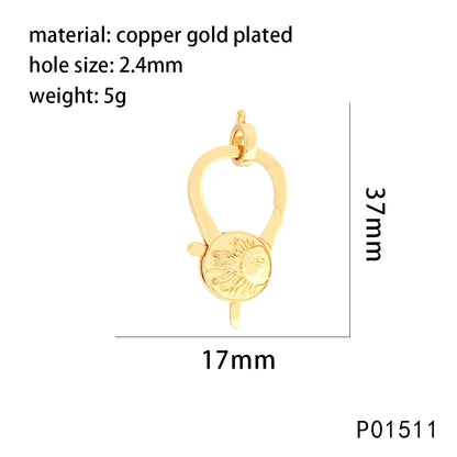 1 Piece 15 * 29mm 21 * 13mm 38*18mm Copper Zircon 18K Gold Plated Square Heart Shape Pendant Jewelry Buckle