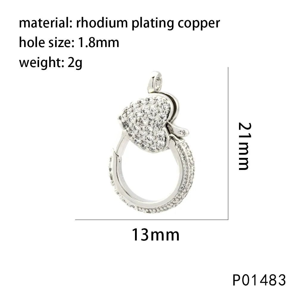 1 Piece 15 * 29mm 21 * 13mm 38*18mm Copper Zircon 18K Gold Plated Square Heart Shape Pendant Jewelry Buckle