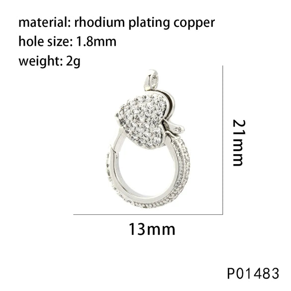 1 Piece 15 * 29mm 21 * 13mm 38*18mm Copper Zircon 18K Gold Plated Square Heart Shape Pendant Jewelry Buckle