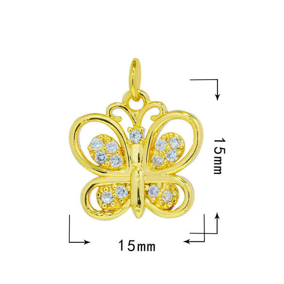 1 Piece 15.5*12mm 21 * 18mm Copper Zircon Moon Dragonfly Butterfly Pendant