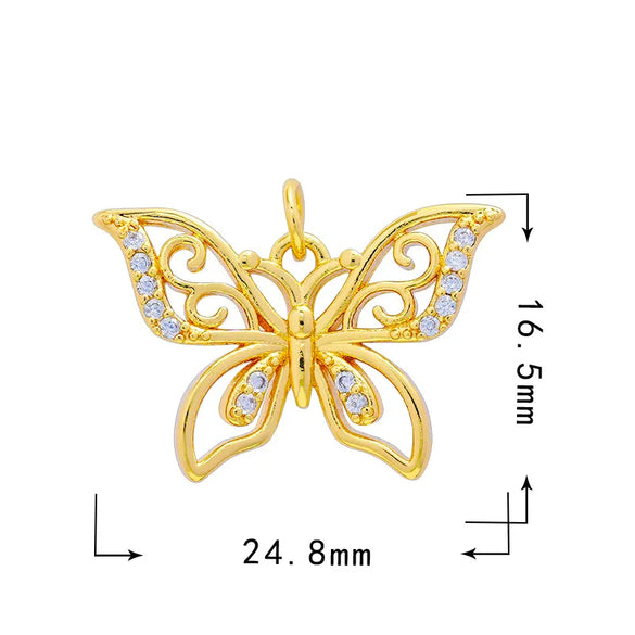 1 Piece 15.5*12mm 21 * 18mm Copper Zircon Moon Dragonfly Butterfly Pendant