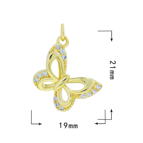 1 Piece 15.5*12mm 21 * 18mm Copper Zircon Moon Dragonfly Butterfly Pendant