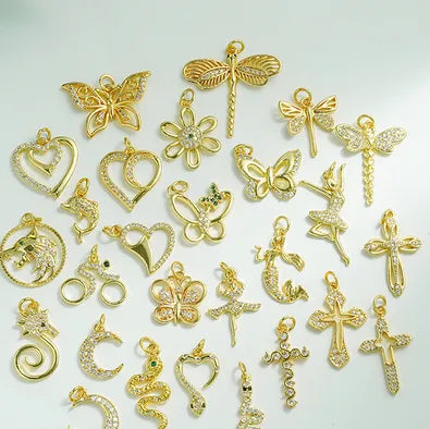 1 Piece 15.5*12mm 21 * 18mm Copper Zircon Moon Dragonfly Butterfly Pendant