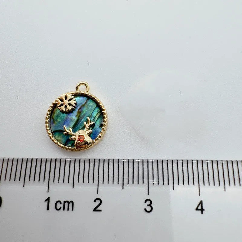 1 Piece 15mm Copper Shell Zircon Human Snowflake Elk Pendant