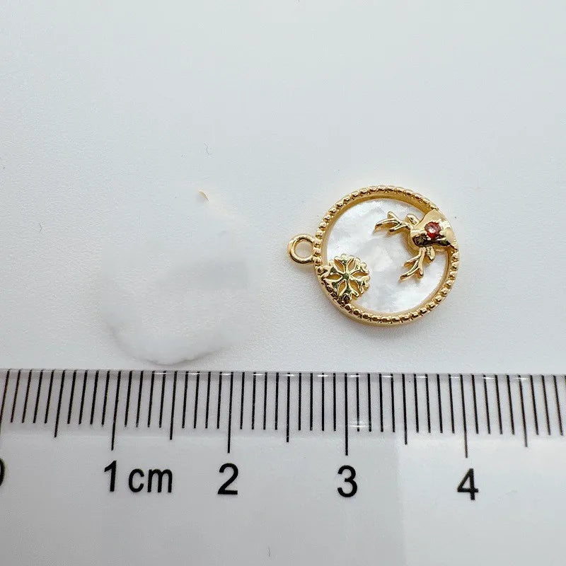 1 Piece 15mm Copper Shell Zircon Human Snowflake Elk Pendant