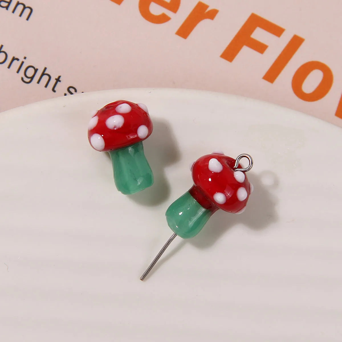 1 Piece 16*12mm Glass Mushroom Beads