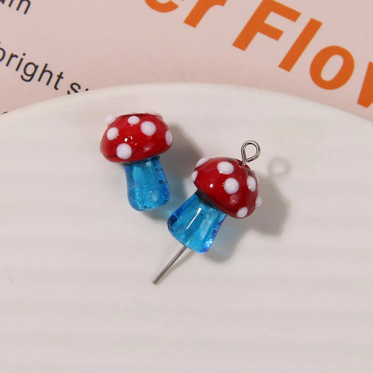 1 Piece 16*12mm Glass Mushroom Beads