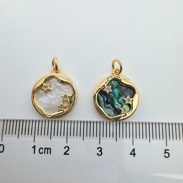 1 Piece 16mm Copper Shell 18K Gold Plated Rabbit Star Moon Pendant